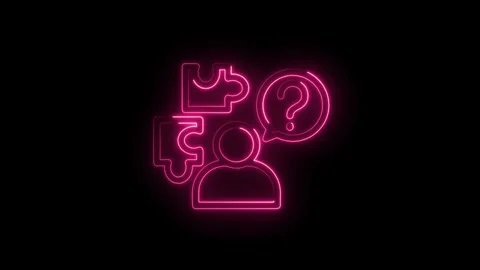 Neon style problem solving icon animation of teamwork question and answer p.. Stock Footage 312310694