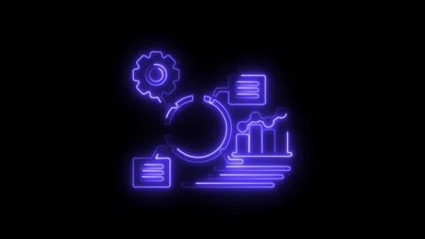 Neon style process automation and analytics presentation animation Stock Footage 308286914