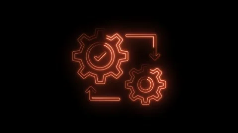 Neon style process automation with gears and arrows indicating workflow eff.. Stock Footage 312306776