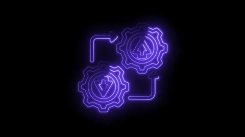 Neon style process improvement loop animation of upload and download inside.. Video stock 312307578