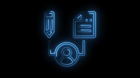 Neon style profile editing with document information and user account details Stock Footage 322976985