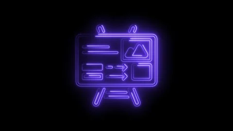 Neon style projector screen showing presentation information animation on b.. Stock Footage 330779400
