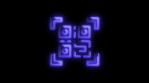Neon style qr code animation on a black background for futuristic technology Stock Footage 314541905