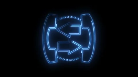 Neon style reverse arrows symbolizing data transfer loop with circular conn.. Stock Footage 316673177