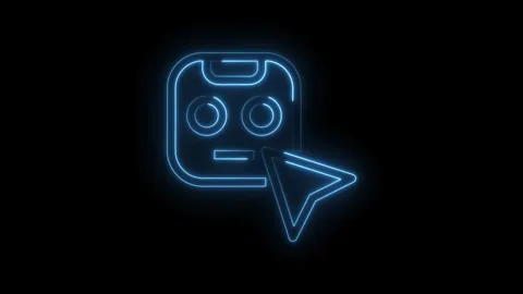 Neon style robot interface with cursor clicking for technology related concep Stock Footage 314536673