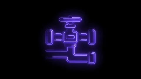 Neon style schematic diagram icon animation energy flow and distribution network Stock Footage 322993120
