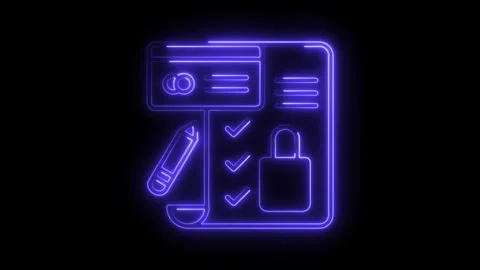 Neon style secure payment processing and online banking system security ass.. Stock Footage 308997733