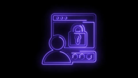Neon style security and privacy animation of login password protection with Stock Footage 330785218