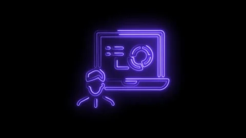 Neon style seo analytics dashboard concept man analyzing data on laptop Stock Footage 330775572