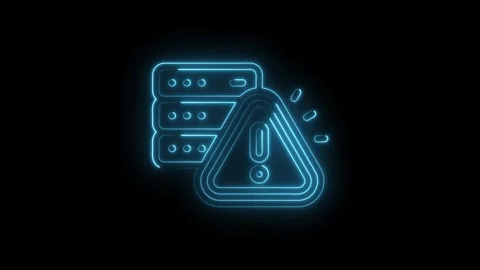 Neon style server error warning animation depicting data security issues an.. Stock Footage 312307544