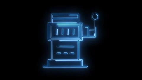 Neon style slot machine animation gambling concept with glowing light isola.. Stock Footage 314536429