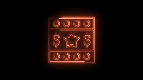 Neon style slot machine design element on black background animation for ga.. Stock Footage 330778316