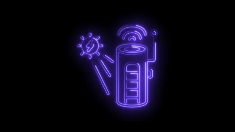 Neon style smart home device icons illuminating the future of energy manage.. Stock Footage 330780400