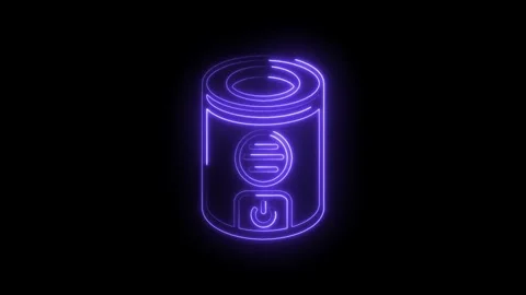 Neon style smart speaker on black background with detailed line work and gl.. Stock Footage 330779645