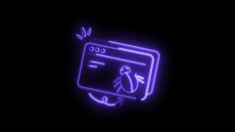 Neon style software bug on a website screen security flaw detection Stock-Footage 330780217