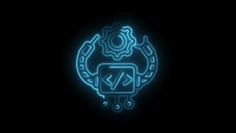 Neon style software development illustration symbolizing seamless integrati.. Stock Footage 312310875