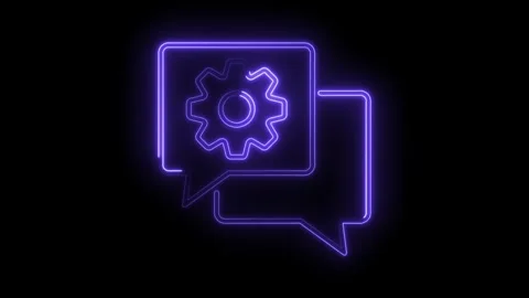 Neon style speech bubbles with gear icon modern technology and communicatio.. Stock Footage 314536895