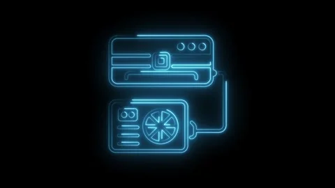 Neon style split air conditioner animation on black background with ambient Stock Footage 322992994