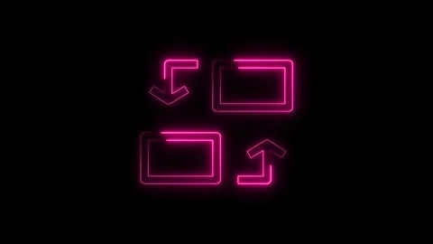Neon style synchronization symbol animation with arrows and rectangular sha.. Stock Footage 312447451