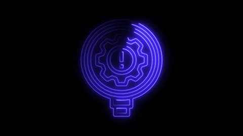 Neon style system error icon animation on black background Stock Footage 308193415