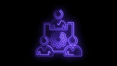 Neon style teamwork workflow management illustration business process automation Stock Footage 322964098