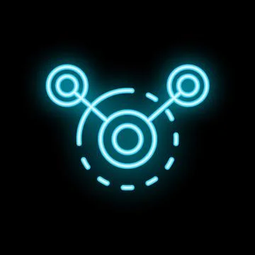Neon style three dots connected with lines sharing information icon Stock Illustration