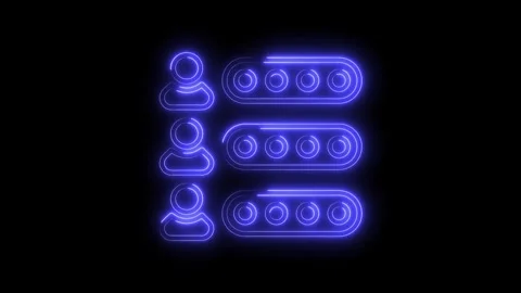 Neon style user interface list options and settings on dark background anim.. Stock Footage 309293734