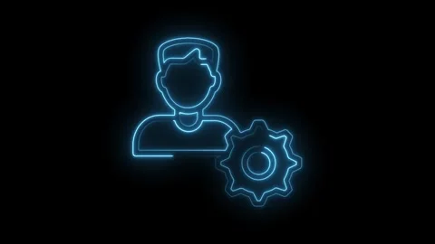 Neon style user settings configuration icon on a black background animation Stock Footage 322975108
