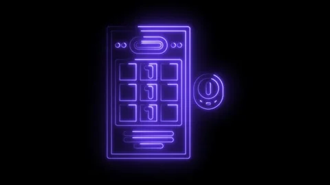 Neon style vending machine with purchase button on a black background Stock Footage 330770683
