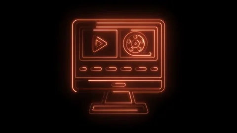 Neon style video editing software interface animation on a dark background Stock Footage 322960542