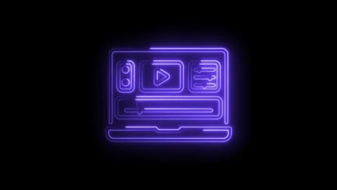 Neon style video editing software interface on black background glowing for Stock Footage 322993452