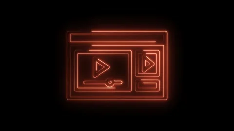 Neon style video player interface with play button and media controls animation Stock Footage 322963386