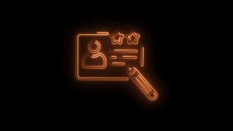 Neon style video showing customer feedback form with stars and profile icon Stock Footage 345987574