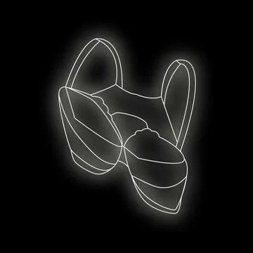 Neon style vr headset glowing white on black background Stock Illustration