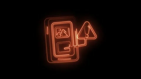 Neon style warning notification on a mobile phone application design concep.. Stock Footage 345885546