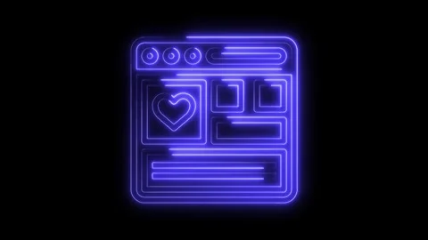 Neon style webpage interface with heart social media ui design animation Stock-Footage 322970473