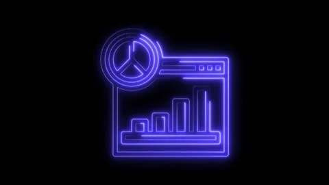 Neon style website analytics and search optimization on black background with Stock Footage 322990940