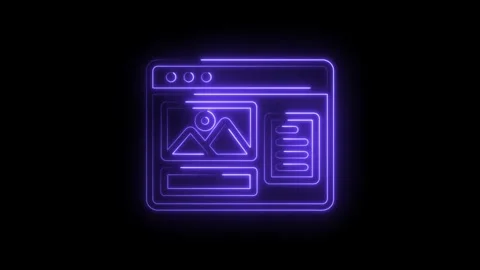 Neon style website template illustration with mountain view,digital design Stock Footage 330777963