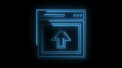 Neon style website upload interface animation loop on a black background Stock Footage 322985600