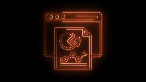 Neon style website window displaying data analysis and charts on black Stock Footage 322974876