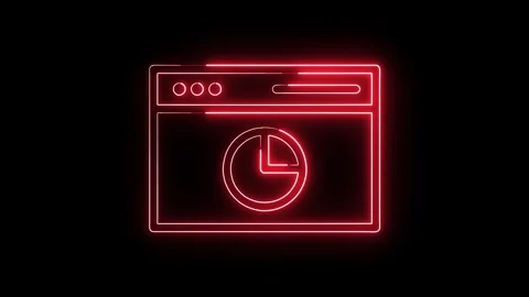 Neon style website window with pie chart on black background Stock Footage 308193133