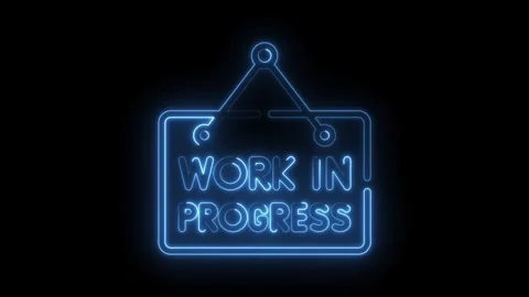 Neon style work in progress sign animation on black background glowing effect Stock Footage 315960411