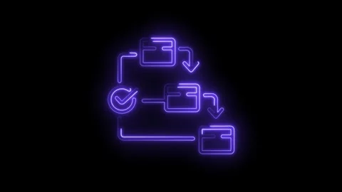 Neon style workflow chart animation showing business process or project Stock Footage 330774637