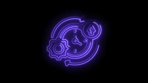 Neon style workflow optimization icons on dark background for business and .. Stock Footage 312307568