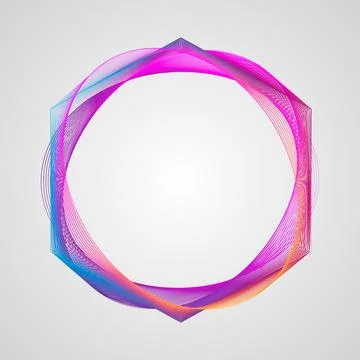 Neon Stylized Guilloche Element. Circle bright gradient frame Stock Illustration