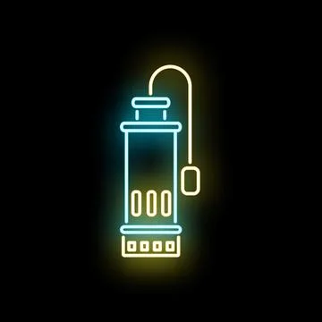 Neon submersible pump icon with float switch Stock Illustration