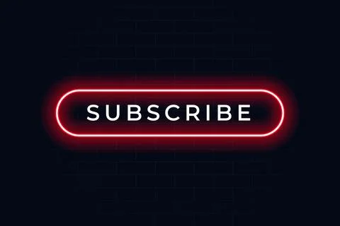 Neon Subscribe Button on Dark Background Stock Illustration