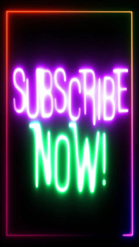 Neon subscribe sign vertical with frame Stock Footage 306662538