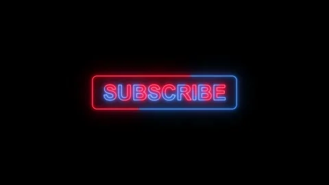Neon subscribe text animation on black background.glowing neon text. Stock Footage 320031349