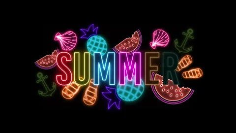 NEON SUMMER DECORATED TEXT 스톡 동영상 262426187